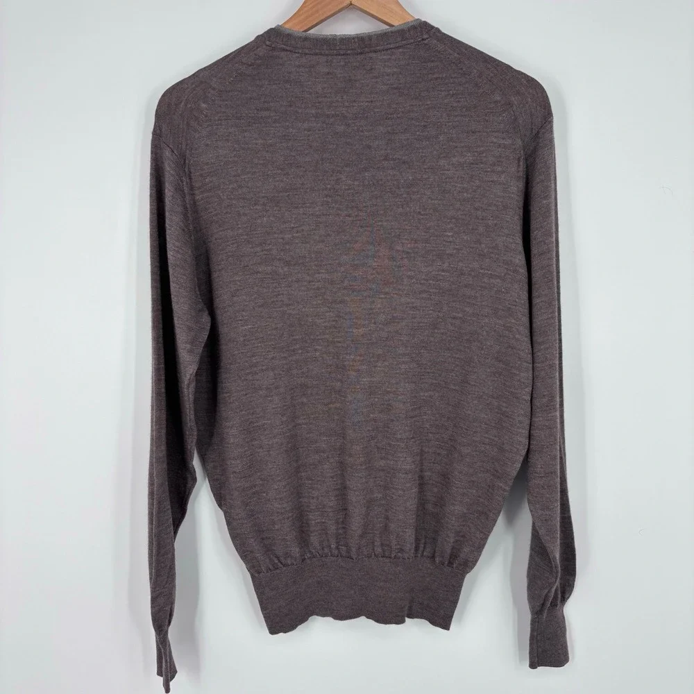 Peter Millar Merino Silk V-Neck Sweater Mens M Brown Heathered Golf Preppy